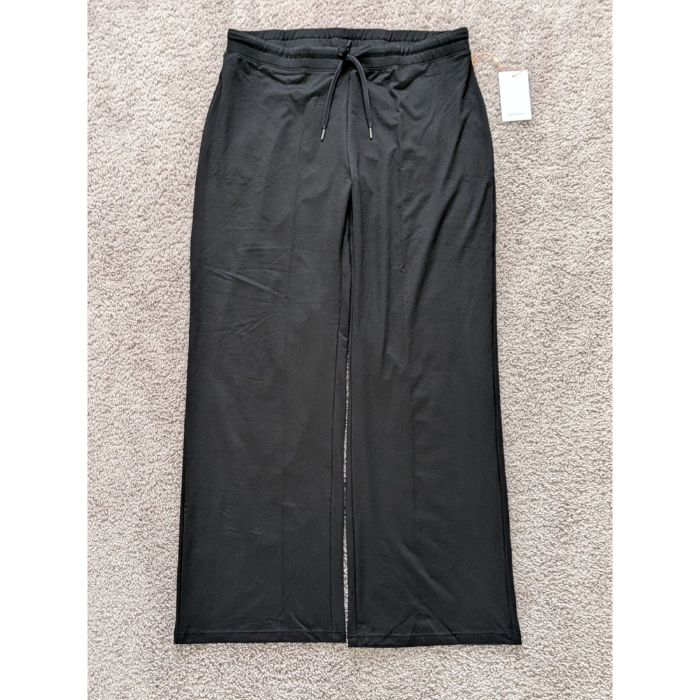 Quince Womens Flowknit Wide Leg Pants Black Size Large NWT Stretch Lightweight